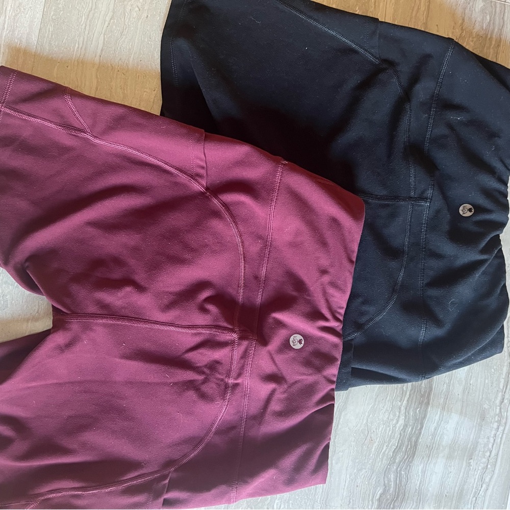 Women's Athletic Shorts - Black and Burgundy